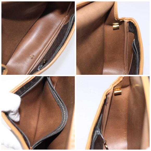 Christian Dior Honeycomb Canvas Shoulder Bag PVC Brown Gold Auth BA1926 - Picture 15 of 16